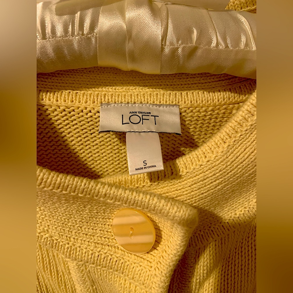 LOFT Butter Yellow short-sleeved Spring Cardigan 🧈🌽🌼🐣 💛 - Picture 6 of 7